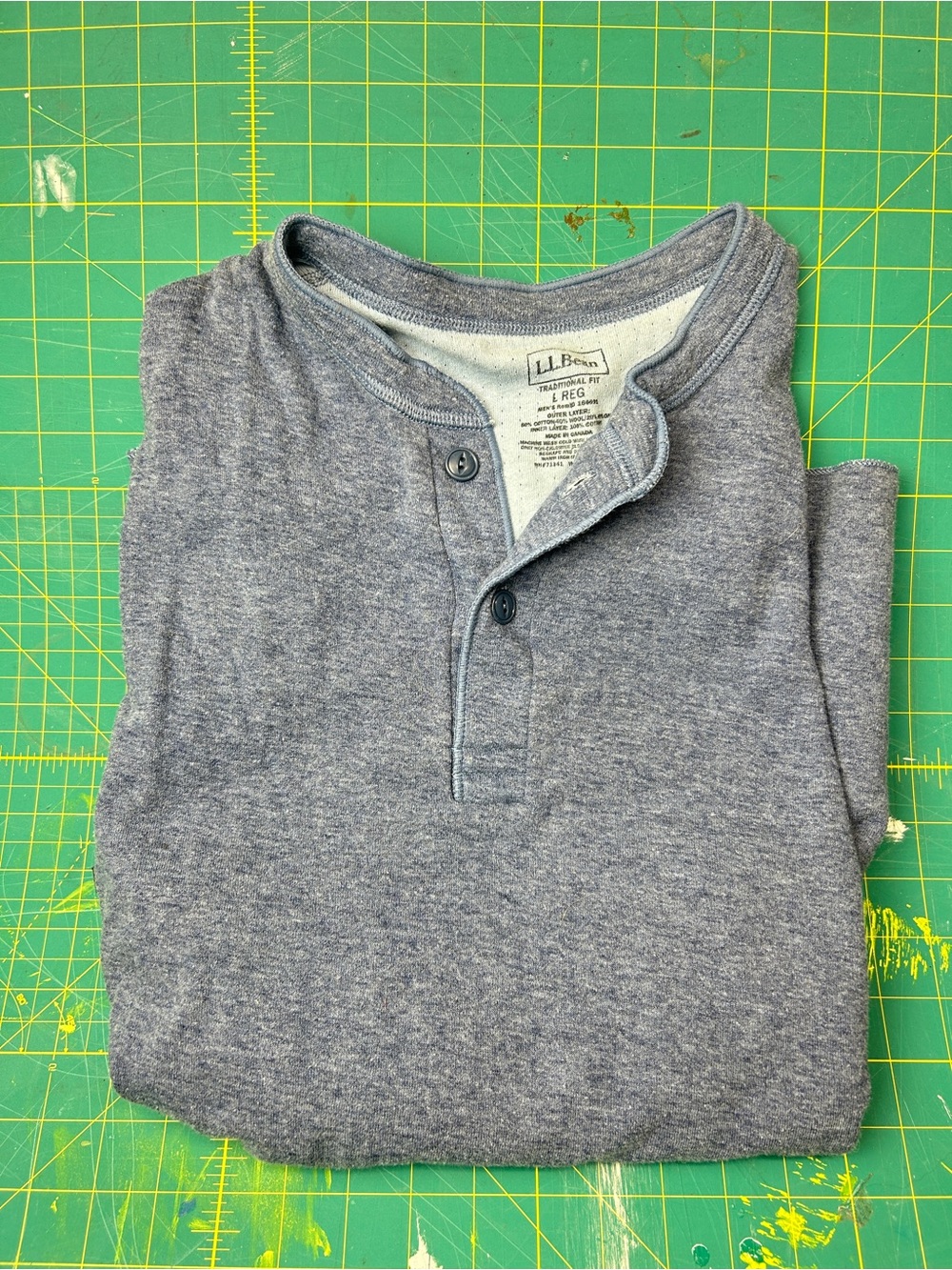 L.L. Bean Men's Heather Slate Blue Long Sleeve Henley